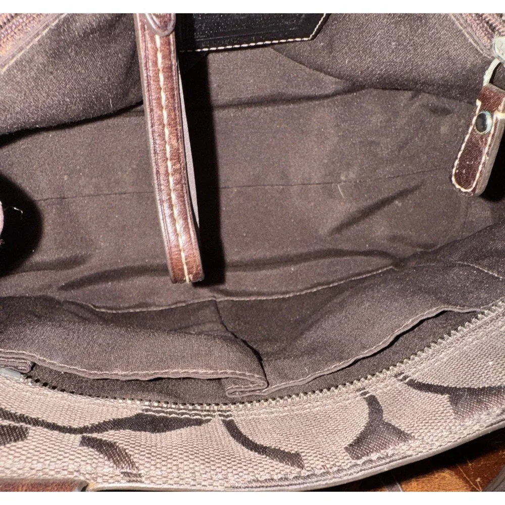 Coach Brown Logo Satchel with Snakeskin Accent and Silver Hardware